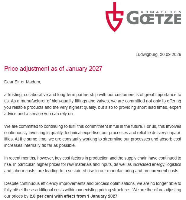 Goetze Prisjustering